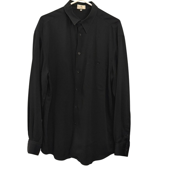 Zanella Other - Zanella Button Down Shirt Mens Medium Black Excellent Made In Italy 100% Rayon
